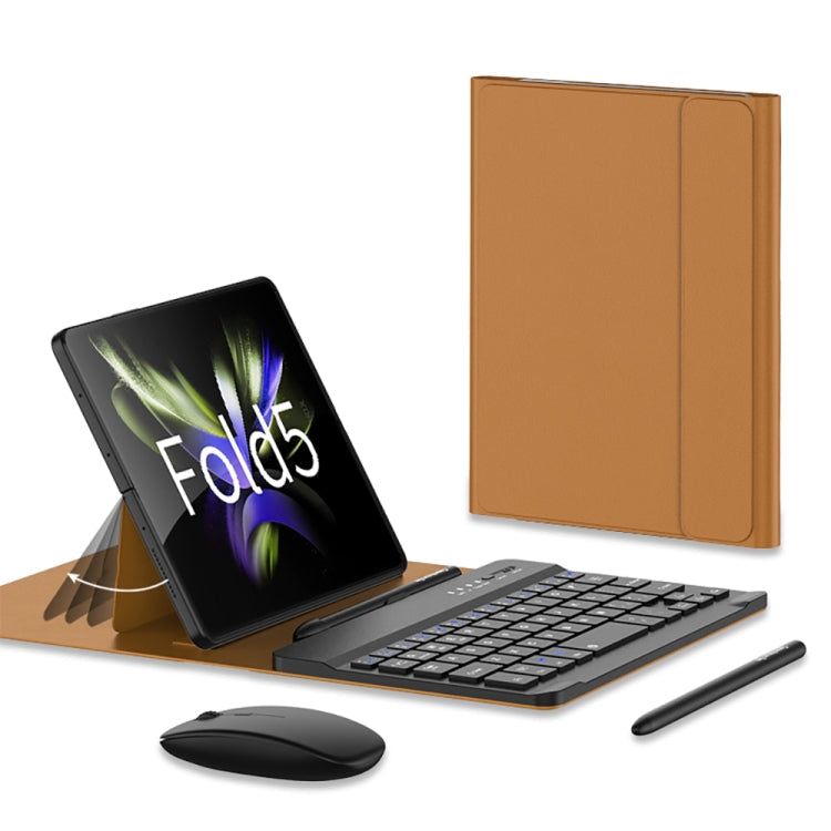 GKK Gear Adjustment Bluetooth Keyboard + Pen + Mouse + Case Set – Leather, Bluetooth, For Samsung Galaxy Z Fold5
