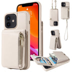 Crossbody Lanyard Zipper Wallet Leather Phone Case, For iPhone 12 / 12 Pro, For iPhone 12 Pro Max, For iPhone 11 Pro Max, For iPhone 11 For iPhone 12 12 Pro Beige