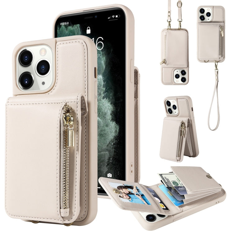 Crossbody Lanyard Zipper Wallet Leather Phone Case, For iPhone 11 Pro, For iPhone X / XS, For iPhone XR, For iPhone XS Max For iPhone 11 Pro Beige