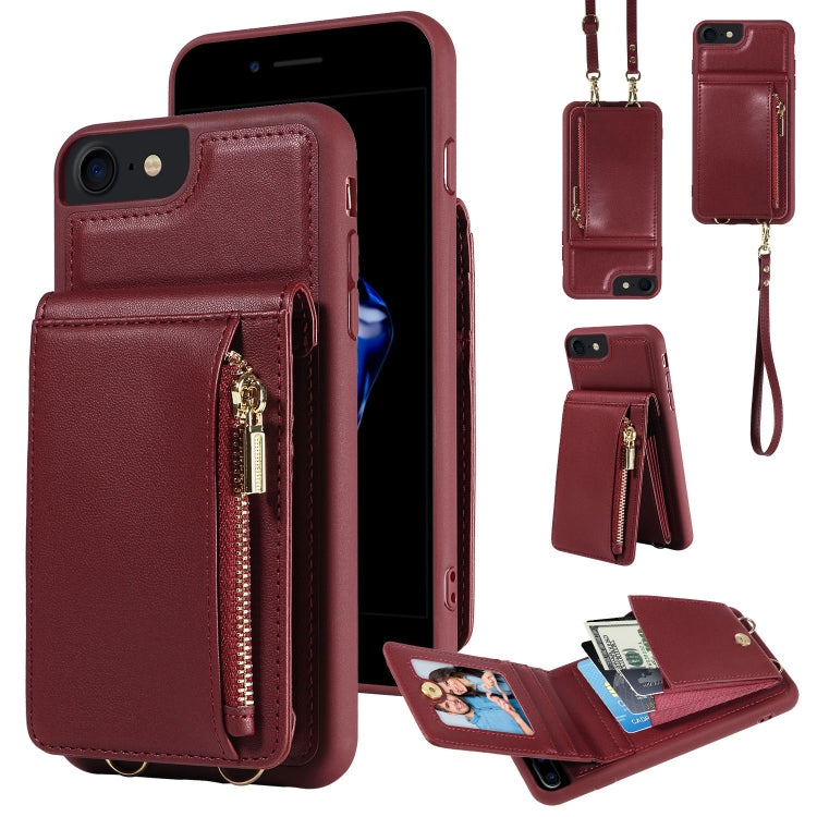 Phone Case – Leather (iPhone SE 2022) #4 For iPhone SE 2022 7 8 Wine Red