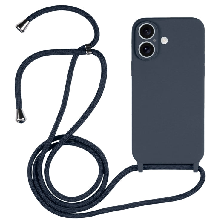 Crossbody Lanyard Liquid Silicone Case – Lanyard, Wireless Charging, Drop Protection, For iPhone 16 Plus