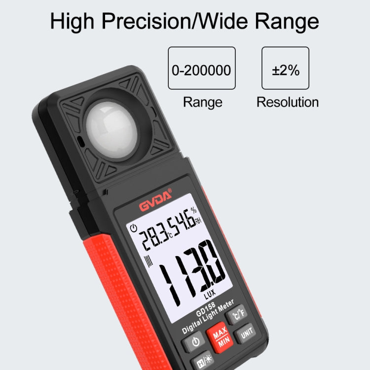 GVDA GD158 200000Lux Digital Light Meter Tester Brightness Photometer – Durable Build, Easy to Use