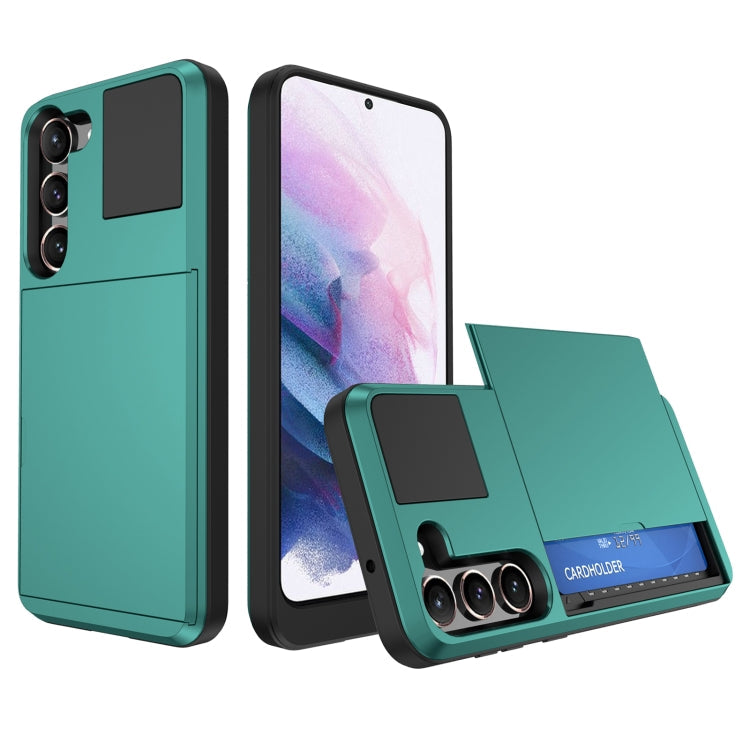 Multifunction Armor Slide Card Slot Phone Case, For Samsung Galaxy S21 5G For Samsung Galaxy S21 5G Green Lake