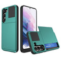 Multifunction Armor Slide Card Slot Phone Case, For Samsung Galaxy S21 5G For Samsung Galaxy S21 5G Green Lake