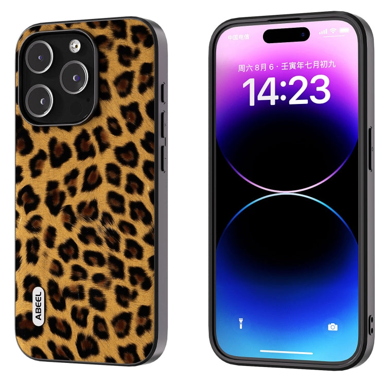 ABEEL Phone Case – Black Edge Leopard Phone Case, For iPhone 15 Pro Max, For iPhone 15... For iPhone 15 Pro Max Golden Leopard
