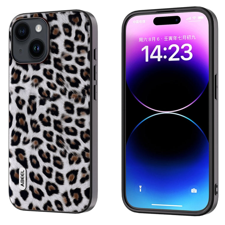ABEEL Phone Case – Black Edge Leopard Phone Case, For iPhone 15 Pro Max, For iPhone 15... For iPhone 14 Plus Silver Leopard