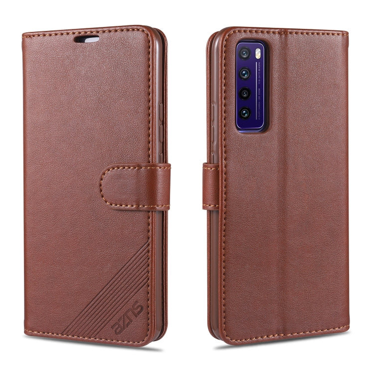 AZNS Sheepskin Texture Horizontal Flip Leather Case with Holder & Card Slots & Wallet, For Huawei Nova 7 / 7 Pro, For Huawei Nova 7 SE, For Huawei P30, For Huawei P30 Lite / Nova 4E, For Huawei P30 Pro, For Huawei P40 / P40 Pro                         ... For Huawei Nova 7 7 Pro Brown
