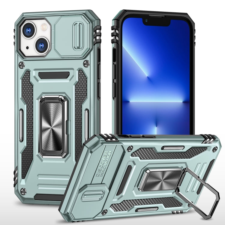 Armor PC + TPU Camera Shield Phone Case, For iPhone 15 For iPhone 15 Alpine Green