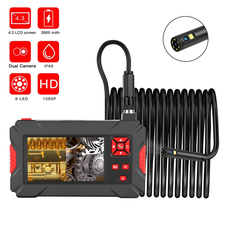 P30 5.5mm 1080P IP68 Waterproof 4.3 inch Screen Dual Camera Digital Endoscope, 2m Hard Cable, 5m Hard Cable, 10m Hard Cable