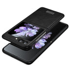 SULADA Shockproof TPU + Handmade Leather Phone Case, For Samsung Galaxy Z Flip6 / Flip7 FE, For Samsung Galaxy Z Flip5, For Samsung Galaxy Z Flip4 For Samsung Galaxy Z Flip6 Flip7 FE Black