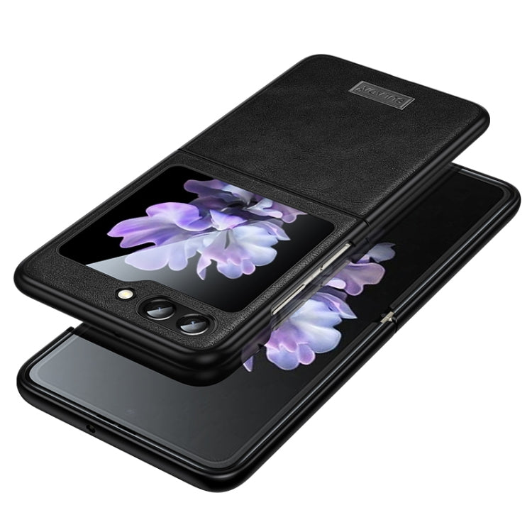 SULADA Shockproof TPU + Handmade Leather Phone Case, For Samsung Galaxy Z Flip6 / Flip7 FE, For Samsung Galaxy Z Flip5, For Samsung Galaxy Z Flip4 For Samsung Galaxy Z Flip6 Flip7 FE Black