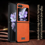 SULADA Shockproof TPU + Handmade Leather Phone Case, For Samsung Galaxy Z Flip6 / Flip7 FE, For Samsung Galaxy Z Flip5, For Samsung Galaxy Z Flip4