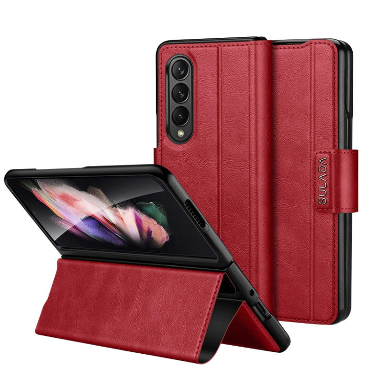 All-inclusive Magnetic Snap Flip Leather Phone Case – Magnetic, Flip, Leather, For Samsung Galaxy Z Fold2 / W21 For Samsung Galaxy Z Fold2 W21 Red