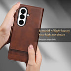 AZNS Magnetic Calf Texture Flip Leather Phone Case, For Galaxy Z Fold8 Ultra 5G, For Galaxy Z Flip8 5G, For Samsung Galaxy Z Flip7 FE / Flip6, For Samsung Galaxy Z Fold7 5G