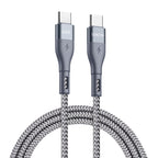 DUZZONA A2 PD 65W USB-C / Type-C to Type-C Fast Charging Data Cable, 2m Type-C to Type-C, 3m Type-C to Type-C – Fast Charging, Aluminum Alloy, TPU