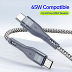DUZZONA A2 PD 65W USB-C / Type-C to Type-C Fast Charging Data Cable, 2m Type-C to Type-C, 3m Type-C to Type-C – Fast Charging, Aluminum Alloy, TPU