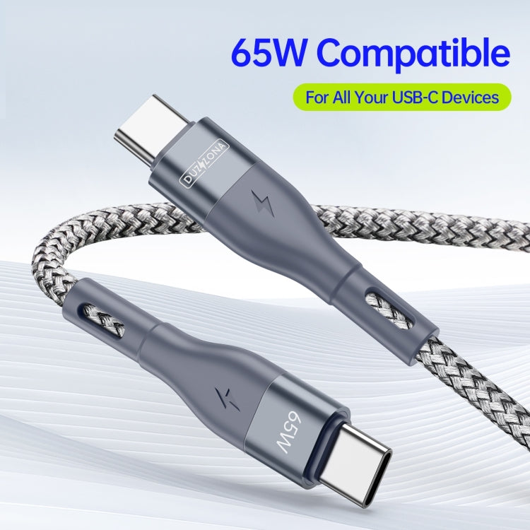 DUZZONA A2 PD 65W USB-C / Type-C to Type-C Fast Charging Data Cable, 2m Type-C to Type-C, 3m Type-C to Type-C – Fast Charging, Aluminum Alloy, TPU