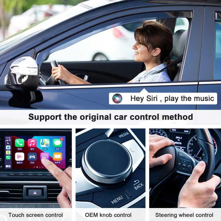 USB + USB-C / Type-C Wired to Wireless Carplay Adapter for iPhone, Black Rectangle – Durable Build, Easy to Use