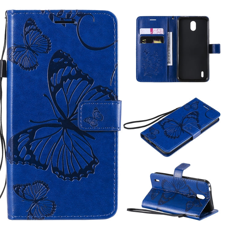 3D Butterflies Embossing Pattern Horizontal Flip Leather Case with Holder & Card Slot & Wallet – Card Slot, Flip, Leather, For OPPO Realme 6, For Nokia 1.3, For Nokia 2.3 For Nokia 1.3 Blue