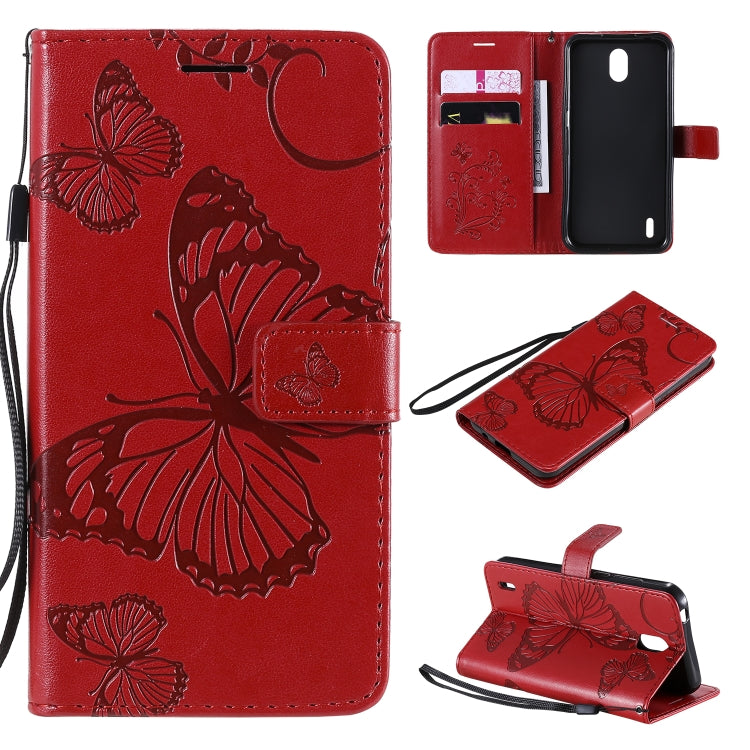 3D Butterflies Embossing Pattern Horizontal Flip Leather Case with Holder & Card Slot & Wallet – Card Slot, Flip, Leather, For OPPO Realme 6, For Nokia 1.3, For Nokia 2.3 For Nokia 1.3 Red