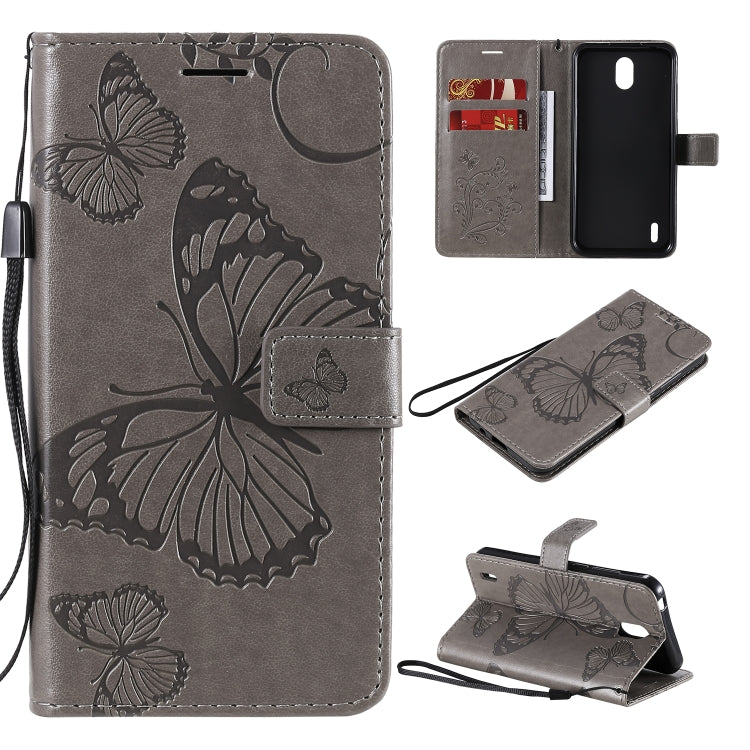 3D Butterflies Embossing Pattern Horizontal Flip Leather Case with Holder & Card Slot & Wallet – Card Slot, Flip, Leather, For OPPO Realme 6, For Nokia 1.3, For Nokia 2.3 For Nokia 1.3 Grey