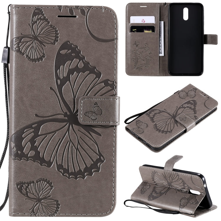 3D Butterflies Embossing Pattern Horizontal Flip Leather Case with Holder & Card Slot & Wallet – Card Slot, Flip, Leather, For OPPO Realme 6, For Nokia 1.3, For Nokia 2.3 For Nokia 2.3 Grey
