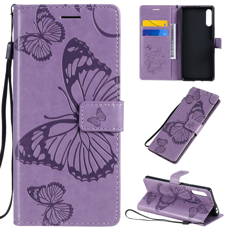 3D Butterflies Embossing Pattern Horizontal Flip Leather Case with Holder & Card Slot & Wallet – Card Slot, Flip, Leather, For Sony Xperia L4, For Sony Xperia 10 II, For Xiaomi Redmi K30 Pro For Sony Xperia L4 Purple