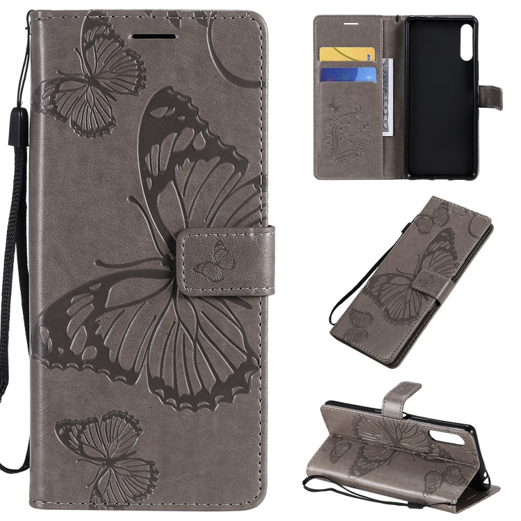 3D Butterflies Embossing Pattern Horizontal Flip Leather Case with Holder & Card Slot & Wallet – Card Slot, Flip, Leather, For Sony Xperia L4, For Sony Xperia 10 II, For Xiaomi Redmi K30 Pro For Sony Xperia L4 Grey