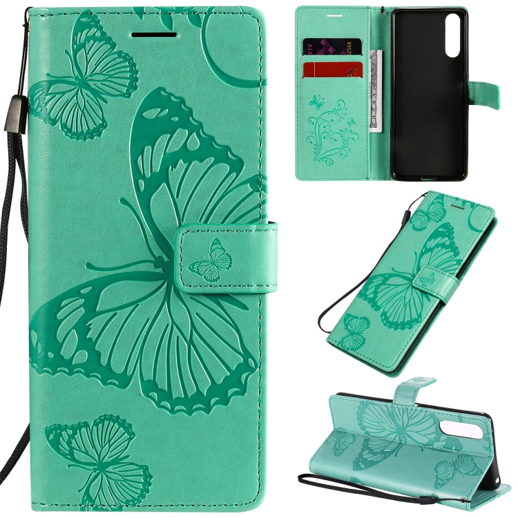 3D Butterflies Embossing Pattern Horizontal Flip Leather Case with Holder & Card Slot & Wallet – Card Slot, Flip, Leather, For Sony Xperia L4, For Sony Xperia 10 II, For Xiaomi Redmi K30 Pro For Sony Xperia 10 II Green