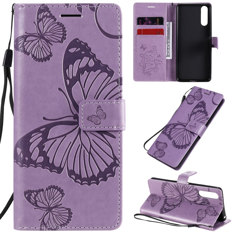 3D Butterflies Embossing Pattern Horizontal Flip Leather Case with Holder & Card Slot & Wallet – Card Slot, Flip, Leather, For Sony Xperia L4, For Sony Xperia 10 II, For Xiaomi Redmi K30 Pro For Sony Xperia 10 II Purple