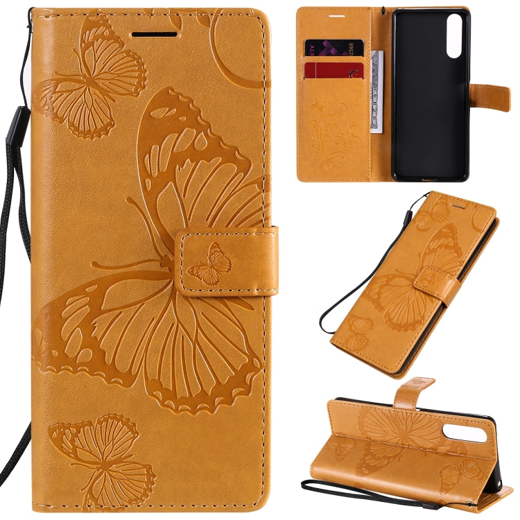 3D Butterflies Embossing Pattern Horizontal Flip Leather Case with Holder & Card Slot & Wallet – Card Slot, Flip, Leather, For Sony Xperia L4, For Sony Xperia 10 II, For Xiaomi Redmi K30 Pro For Sony Xperia 10 II Yellow
