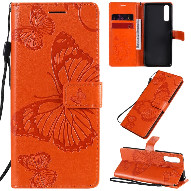 3D Butterflies Embossing Pattern Horizontal Flip Leather Case with Holder & Card Slot & Wallet – Card Slot, Flip, Leather, For Sony Xperia L4, For Sony Xperia 10 II, For Xiaomi Redmi K30 Pro For Sony Xperia 10 II Orange