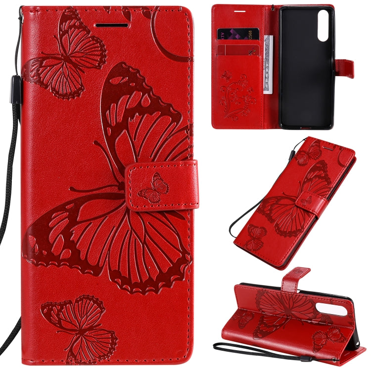 3D Butterflies Embossing Pattern Horizontal Flip Leather Case with Holder & Card Slot & Wallet – Card Slot, Flip, Leather, For Sony Xperia L4, For Sony Xperia 10 II, For Xiaomi Redmi K30 Pro For Sony Xperia 10 II Red