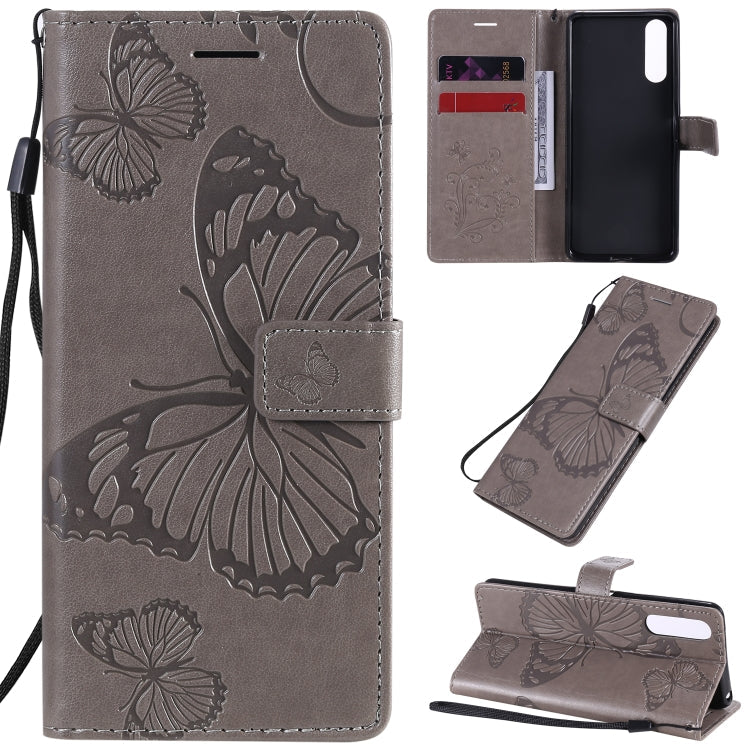 3D Butterflies Embossing Pattern Horizontal Flip Leather Case with Holder & Card Slot & Wallet – Card Slot, Flip, Leather, For Sony Xperia L4, For Sony Xperia 10 II, For Xiaomi Redmi K30 Pro For Sony Xperia 10 II Grey