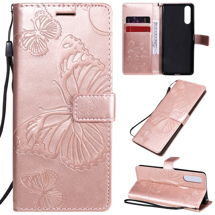 3D Butterflies Embossing Pattern Horizontal Flip Leather Case with Holder & Card Slot & Wallet – Card Slot, Flip, Leather, For Sony Xperia L4, For Sony Xperia 10 II, For Xiaomi Redmi K30 Pro For Sony Xperia 10 II Rose Gold