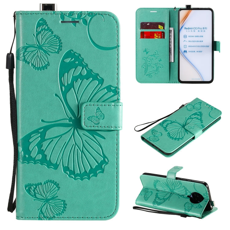 3D Butterflies Embossing Pattern Horizontal Flip Leather Case with Holder & Card Slot & Wallet – Card Slot, Flip, Leather, For Sony Xperia L4, For Sony Xperia 10 II, For Xiaomi Redmi K30 Pro For Xiaomi Redmi K30 Pro Green