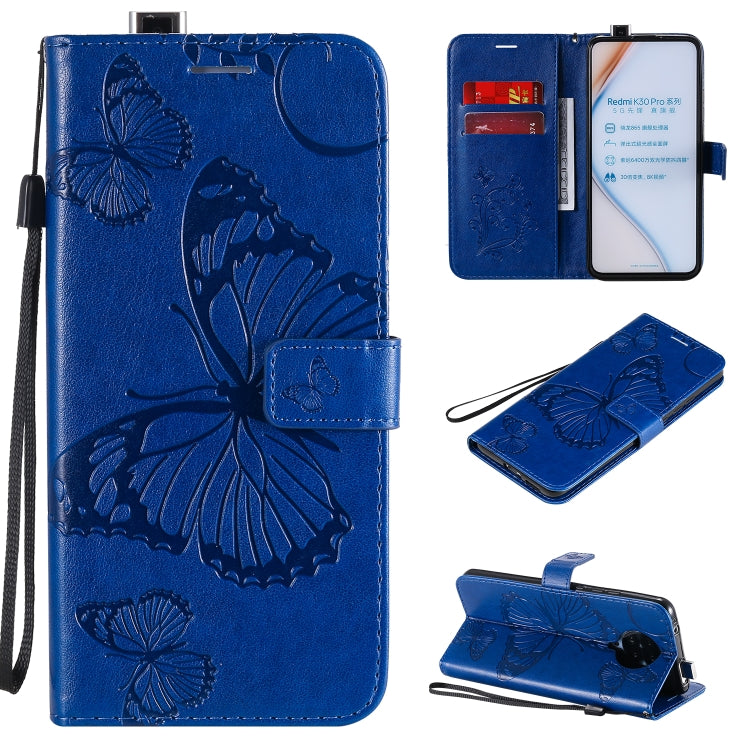 3D Butterflies Embossing Pattern Horizontal Flip Leather Case with Holder & Card Slot & Wallet – Card Slot, Flip, Leather, For Sony Xperia L4, For Sony Xperia 10 II, For Xiaomi Redmi K30 Pro For Xiaomi Redmi K30 Pro Blue