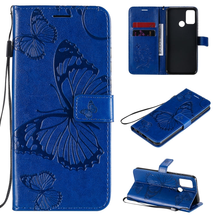 3D Butterflies Embossing Pattern Horizontal Flip Leather Case with Holder & Card Slot & Wallet – Card Slot, Flip, Leather, For Huawei Y6P, For Huawei Honor 9A, For Huawei Honor 30 Pro / 30 Pro Plus For Huawei Honor 9A Blue