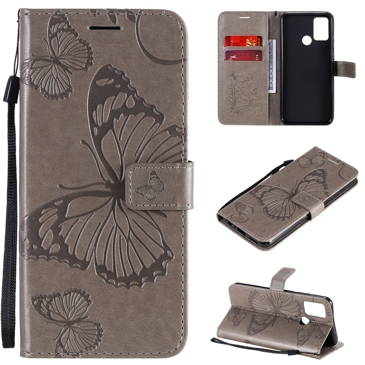 3D Butterflies Embossing Pattern Horizontal Flip Leather Case with Holder & Card Slot & Wallet – Card Slot, Flip, Leather, For Huawei Y6P, For Huawei Honor 9A, For Huawei Honor 30 Pro / 30 Pro Plus For Huawei Honor 9A Grey