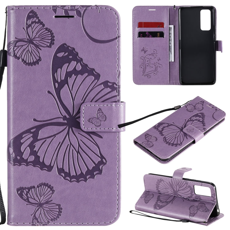 3D Butterflies Embossing Pattern Horizontal Flip Leather Case with Holder & Card Slot & Wallet – Card Slot, Flip, Leather, For Huawei Y6P, For Huawei Honor 9A, For Huawei Honor 30 Pro / 30 Pro Plus For Huawei Honor 30 Pro 30 Pro Plus Purple