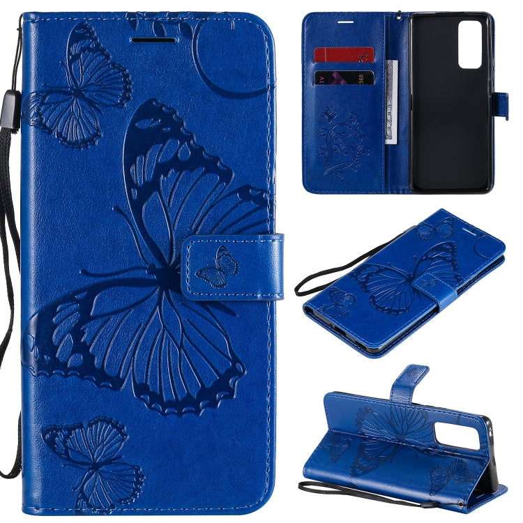 3D Butterflies Embossing Pattern Horizontal Flip Leather Case with Holder & Card Slot & Wallet – Card Slot, Flip, Leather, For Huawei Y6P, For Huawei Honor 9A, For Huawei Honor 30 Pro / 30 Pro Plus For Huawei Honor 30 Pro 30 Pro Plus Blue