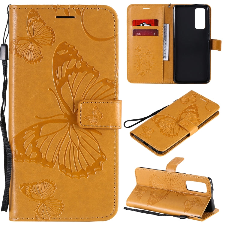 3D Butterflies Embossing Pattern Horizontal Flip Leather Case with Holder & Card Slot & Wallet – Card Slot, Flip, Leather, For Huawei Y6P, For Huawei Honor 9A, For Huawei Honor 30 Pro / 30 Pro Plus For Huawei Honor 30 Pro 30 Pro Plus Yellow