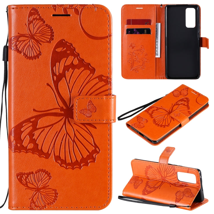 3D Butterflies Embossing Pattern Horizontal Flip Leather Case with Holder & Card Slot & Wallet – Card Slot, Flip, Leather, For Huawei Y6P, For Huawei Honor 9A, For Huawei Honor 30 Pro / 30 Pro Plus For Huawei Honor 30 Pro 30 Pro Plus Orange