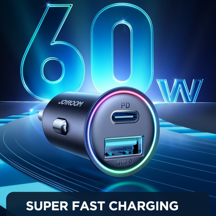 JOYROOM JR-CCN04 60W PD+QC3.0 Mini Metal Car Charger, JR-CCN04 – Fast Charging, Aluminum Alloy, TPU