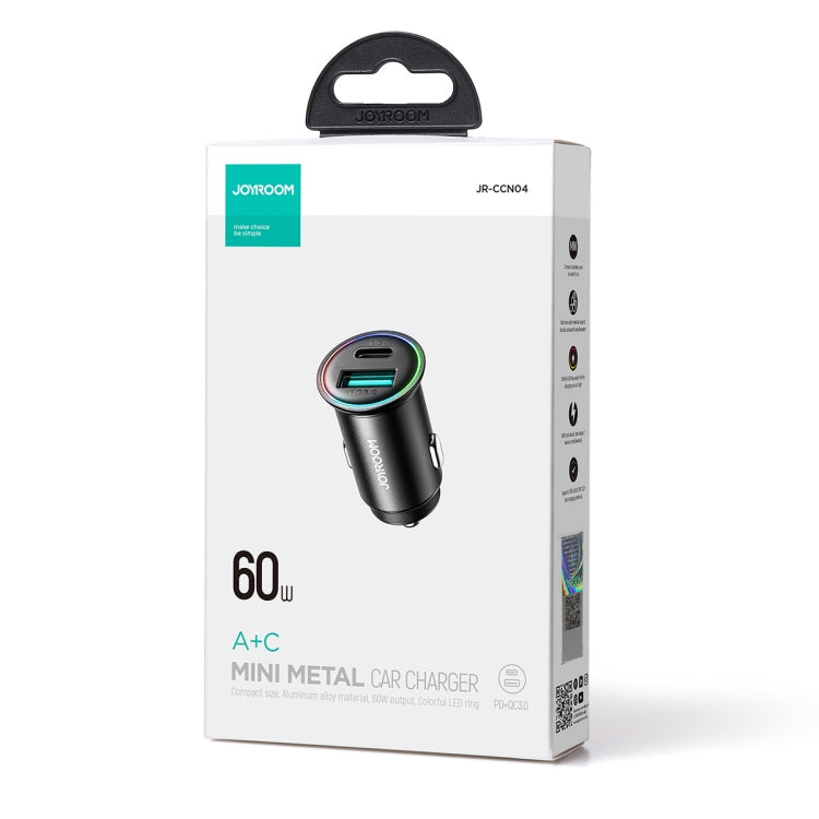 JOYROOM JR-CCN04 60W PD+QC3.0 Mini Metal Car Charger, JR-CCN04 – Fast Charging, Aluminum Alloy, TPU