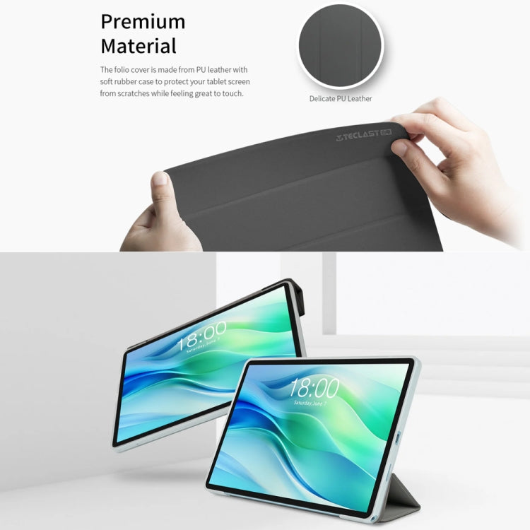 3-Fold Holder Folio Leather Tablet Smart Case – Leather, For Teclast P50, For Teclast P30T, For Teclast T60, For Teclast P85T, For Teclast T50 Pro, For Teclast T40S