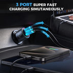 JOYROOM JR-CCN07 145W Dual PD+QC3.0 3-Port Car Charger, JR-CCN07