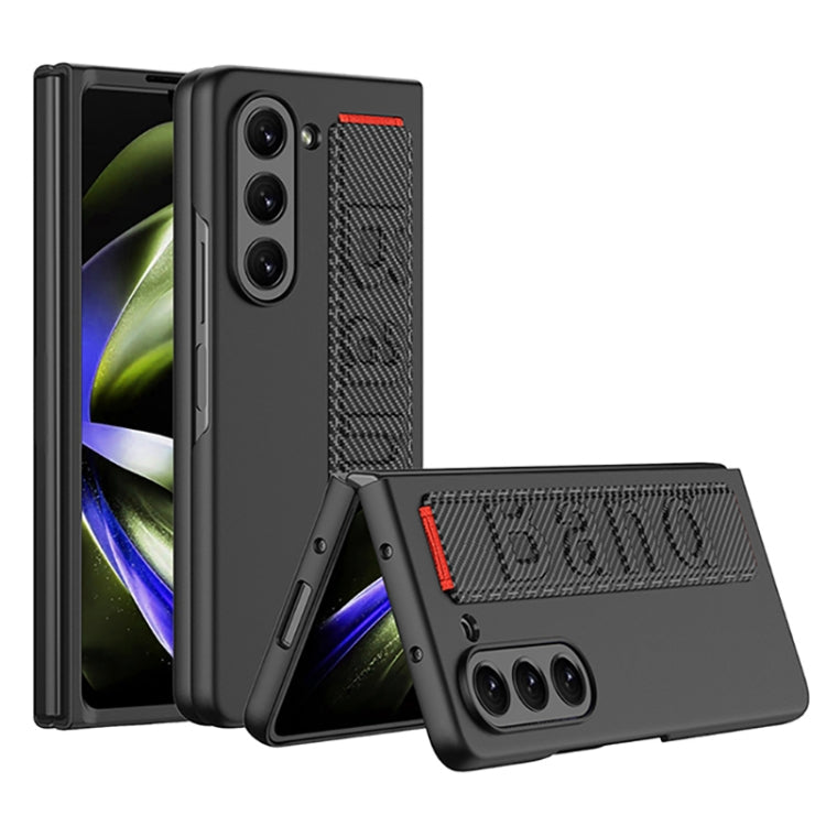 GKK Ultra-thin Wristband Shockproof Phone Case with Holder, For Samsung Galaxy Z Fold5 5G For Samsung Galaxy Z Fold5 5G Carbon Fiber