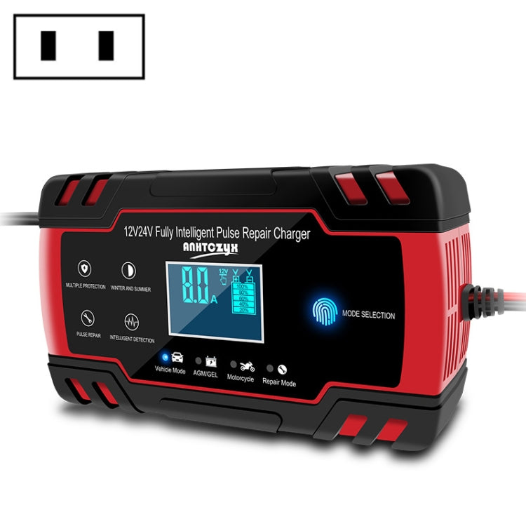 ANHTCzyx 12V 8A / 24V 4A Automobile Battery Charger Motorcycle Battery Repair Type AGM, US Plug (Red), EU Plug (Red), UK Plug (Red), AU Plug (Red) US Plug (Red) US Plug