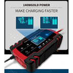 ANHTCzyx 12V 8A / 24V 4A Automobile Battery Charger Motorcycle Battery Repair Type AGM, US Plug (Red), EU Plug (Red), UK Plug (Red), AU Plug (Red)